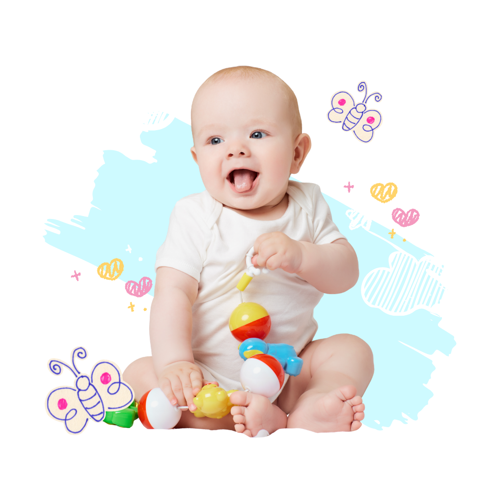 Baby playing with Max & Boo sensory toys